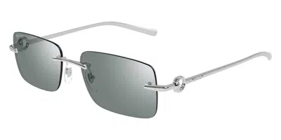 Pre-owned Gucci Sunglasses Gg1703s-002 Square Silver Frame Green Lens