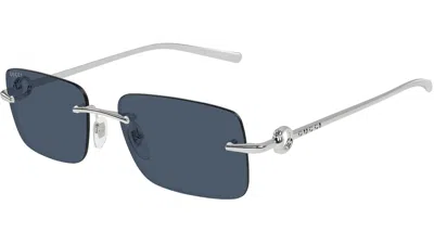 Pre-owned Gucci Sunglasses Gg1703s-003 Square Silver Frame Blue Lens