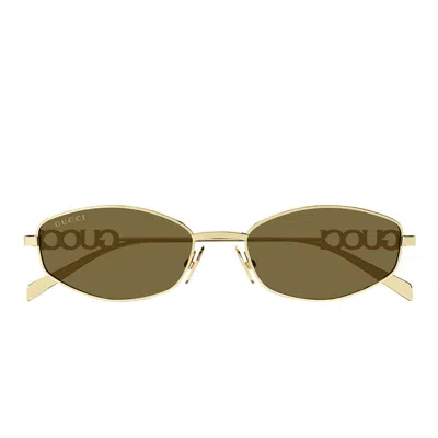 Gucci Sunglasses Gg1802 S 005 Gold/brown Women In Metallic