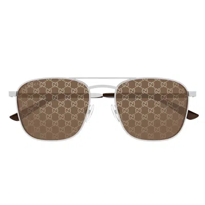 Gucci Sunglasses Gg1881 S 004 Silver/brown Men In Gray
