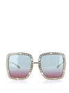 Gucci Occhiale Da Sole Rettangolare Con Catena In Gold