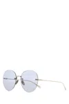 Gucci Light Blue Gold Round Sunglasses In Gold
