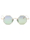 Gucci Octagon-frame Metal Sunglasses In Gold-gold-light Blue