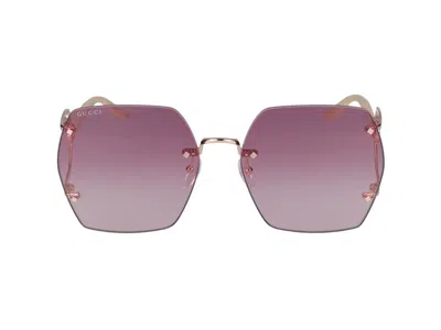 Gucci Sunglasses In Gold Ivory Violet