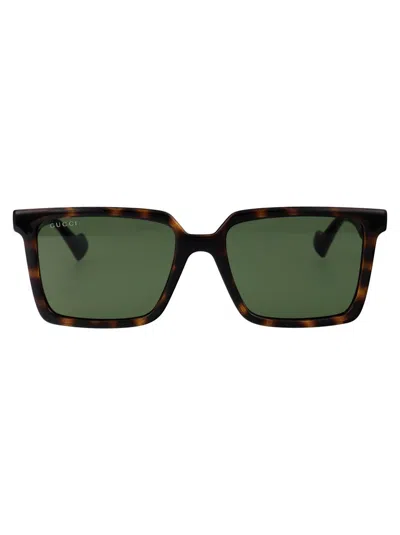 Gucci Havana Havana Green Acetate Sunglasses In Brown