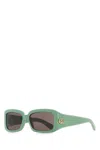 Gucci Rectangular Frame Sunglasses Dark Lenses In Green