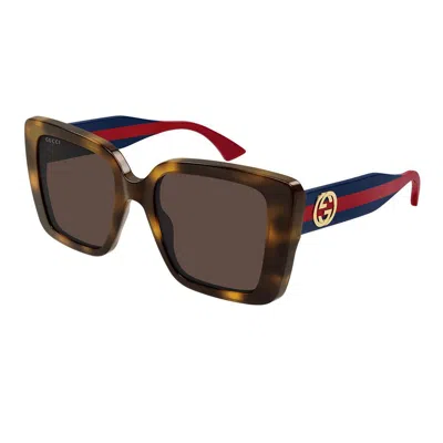 Gucci Sunglasses In Havana Blue Brown