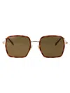 Gucci Havana-gold-brown Acetate Sunglasses In Brown