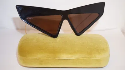 Pre-owned Gucci Sunglasses Hollywood Black Gold Brown Crystal Gg0430s 002 70 10 145