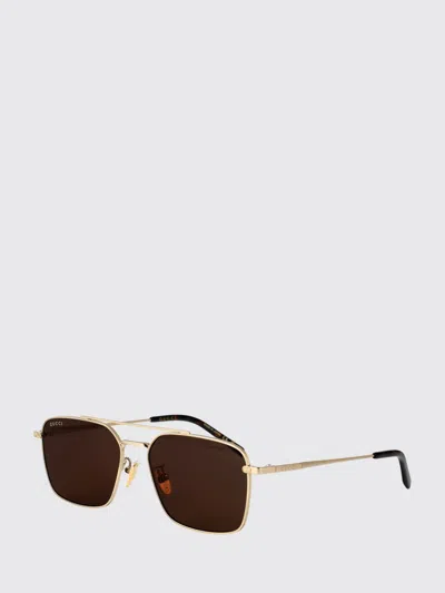 Gucci Sunglasses Men Gold In Burgundy
