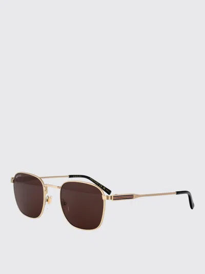 Gucci Sunglasses Men Gold In Brown