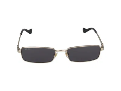Gucci Gold Gold Grey Metal Sunglasses In Gray