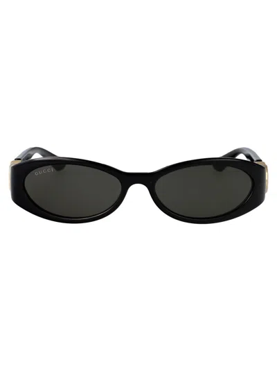 Gucci Black-black-grey Injectate Sunglasses In Blue