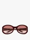 Gucci Oval Frame Sunglasses With Tinted Lenses In Red