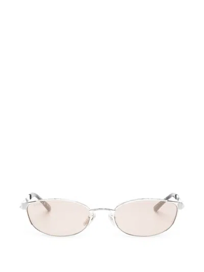 Gucci Interlocking G Oval-frame Sunglasses In Metallic