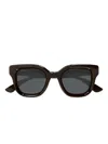 Gucci Sunglasses Square Full Rim, Shiny Solid Brown Frame And Grey Lens Gg1828s004 In Brown
