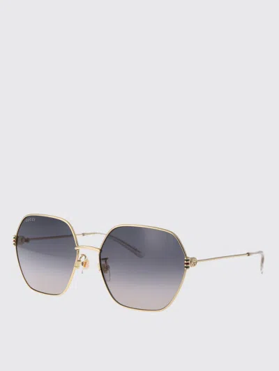Gucci Sunglasses Woman Blue In Gold
