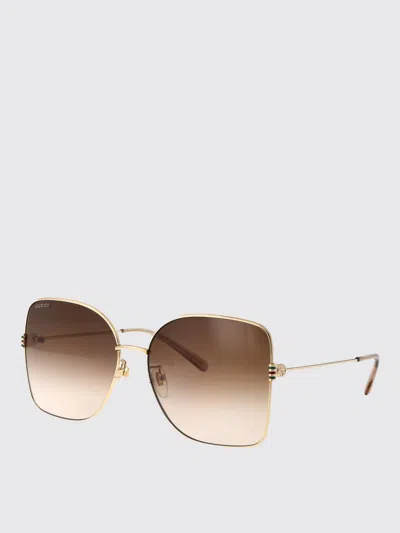 Gucci Sunglasses Woman Brown In Gold