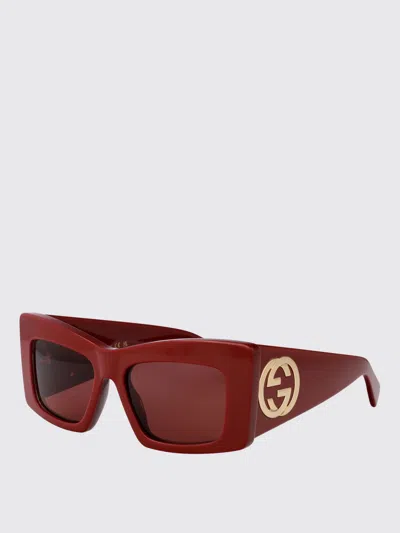 Gucci Sunglasses Woman Burgundy In Red