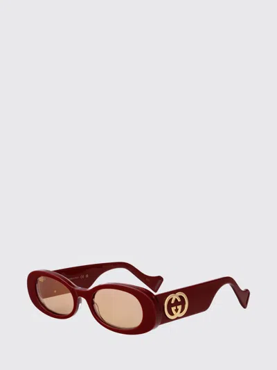 Gucci Sunglasses Woman Burgundy In Brown
