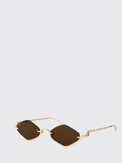 Gucci Gold Gold Brown Metal Sunglasses