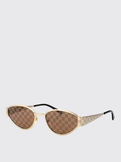 Gucci Sunglasses Woman Gold In Brown
