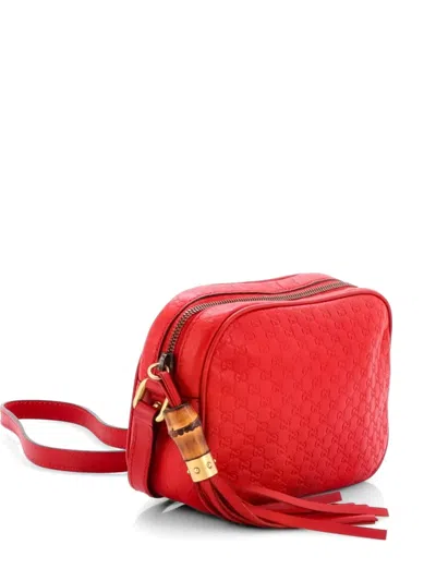 Pre-owned Gucci Sunshine Disco Microssima Leather Small Crossbody Bag In Red