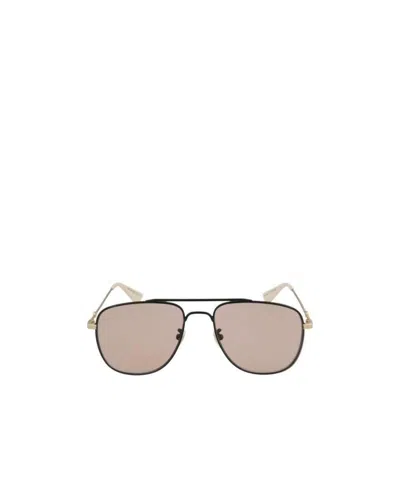 Gucci Super Large Frame Sunglasses With Logo In Nude