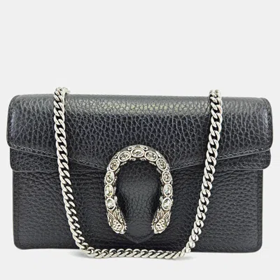 Pre-owned Gucci Super Mini Dionysus Chain Bag In Black