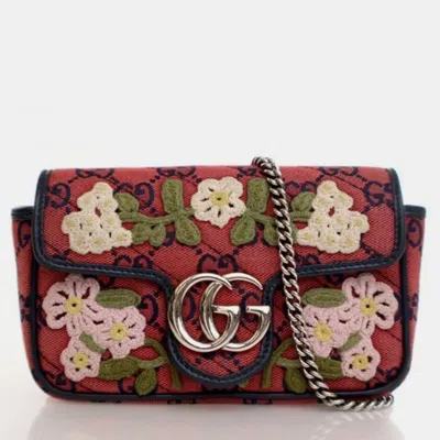 Pre-owned Gucci Super Mini Floral Marmont Shoulder Bag In Multi
