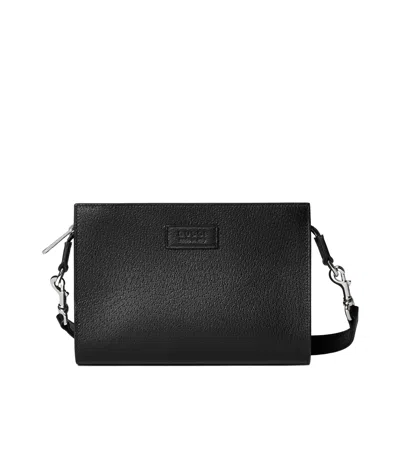 Gucci Super Mini Gg Leather Crossbody Bag In Black