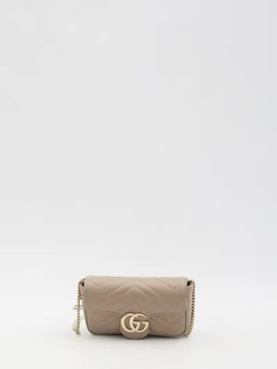 Gucci Super Mini Gg Marmont Bag In Sand