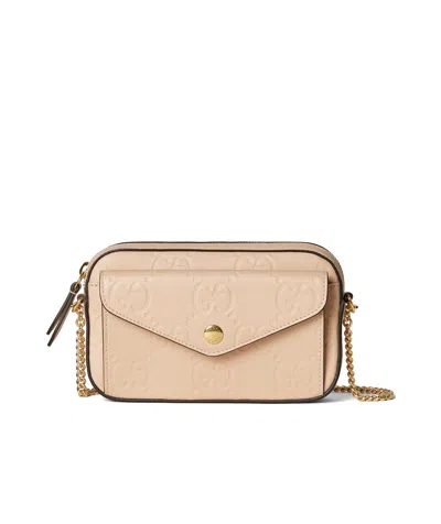 Gucci Mini Gg Leather Shoulder Bag In Souffle Rose