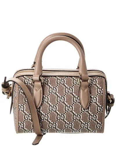 Gucci Super Mini Gg Supreme Canvas & Leather Handbag In Brown
