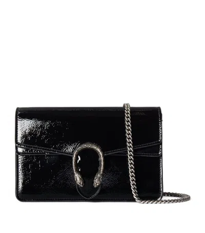 Gucci Mini Dionysus Patent Leather Bag In Black