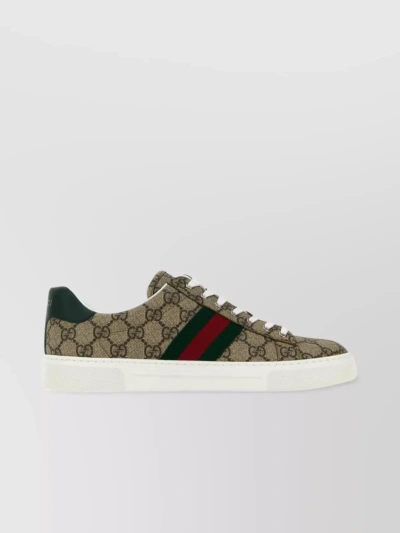 Gucci Supreme Fabric Ace Sneakers With Signature Stripe In White