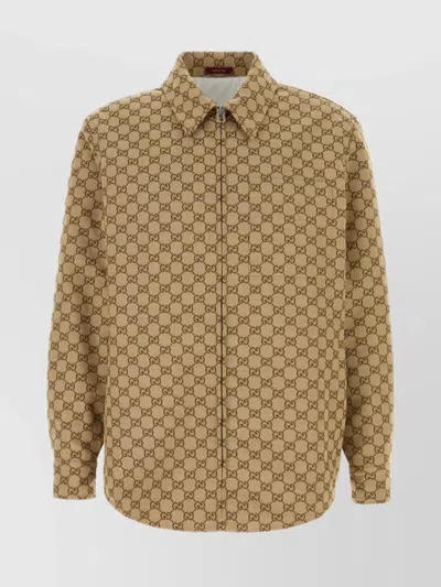 GUCCI SUPREME FABRIC ALL-OVER PATTERN OVERSHIRT