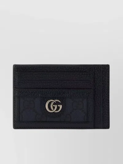 Gucci Supreme Fabric And Leather Card Holder In Black