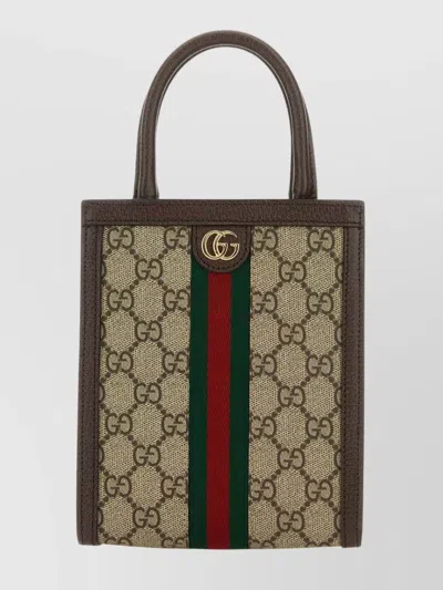 Gucci Supreme Fabric Mini Ophidia Shoulder Bag In Brown