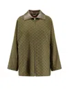 Gucci Gg Monogram Leather-trimmed Oversized Jacket In Multi