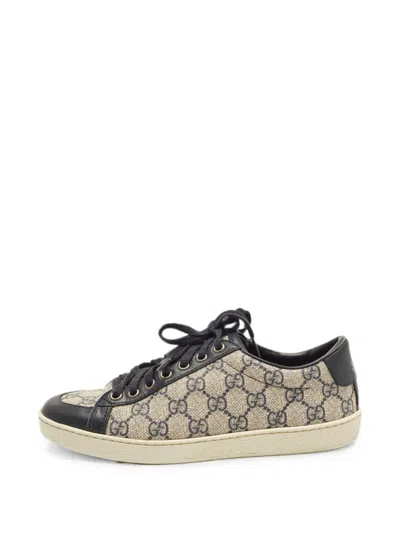 Pre-owned Gucci Supreme Lace-up Sneakers In Neutrals