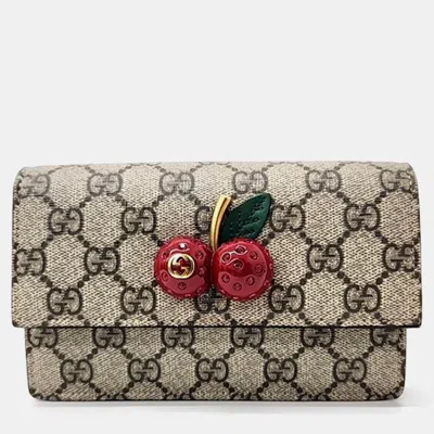 Pre-owned Gucci Supreme Mini Crossbosy Bag In Beige