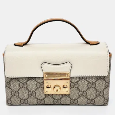 Pre-owned Gucci Supreme Padlock Shoulder Bag In Beige