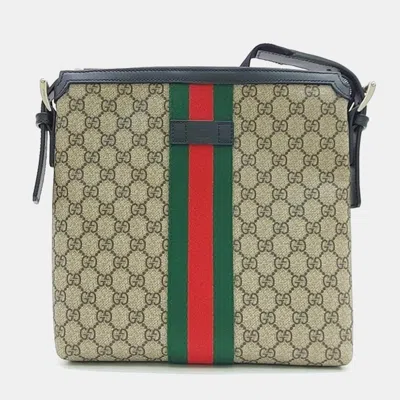 Pre-owned Gucci Supreme Pvc Crossbody Bag In Beige