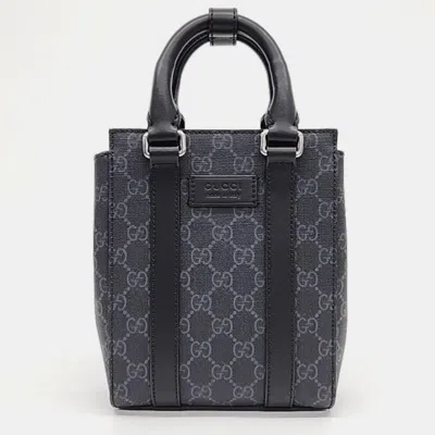 Pre-owned Gucci Black Pvc And Leather Supreme Mini Tote Bag