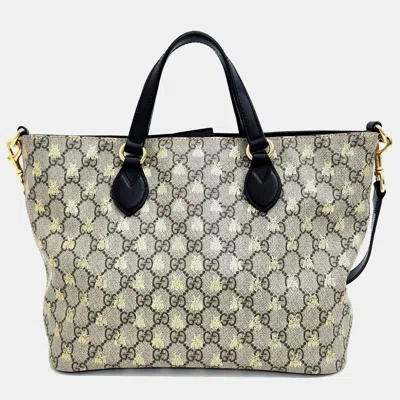 Pre-owned Gucci Supreme Tote/shoulder Bag (473887) In Beige