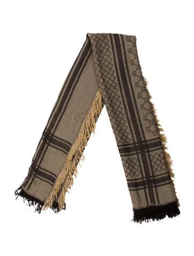 Pre-owned Gucci Survie Wool Shawl In Brown
