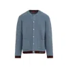 Gucci Wool Cardigan With Contrast Trim And Front Pockets