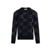 Gucci Sweater With Gg Intarsia In Blue