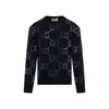 Gucci Wool Sweater With Gg Intarsia In Blue